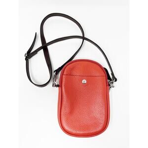 DIVINA FIRENZE Amanda Leather Crossbody Phone Bag Papaya Orange Purse Small EUC